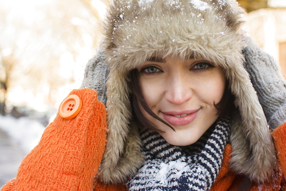 Portrait of woman in winter