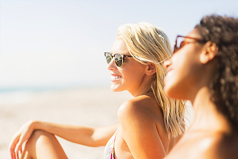 Female friends on beach 