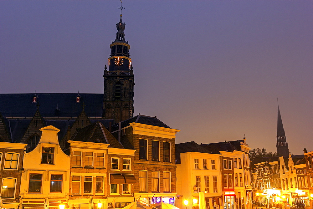 Market square and Sint Janskerk church, Netherlands, South Holland, Gouda, Market Square, gothic, Saint Janskerk church