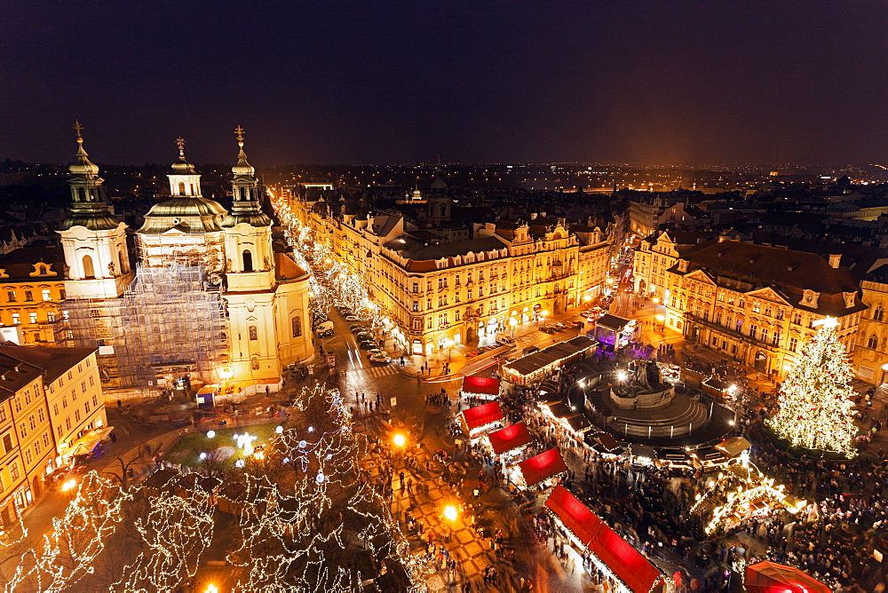 Town square at night, Czech Republic, Prague, Old Town Square