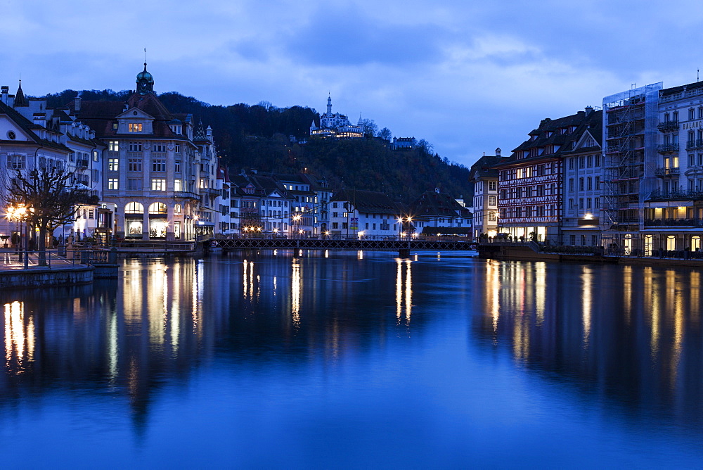 Architecture along Reuss River, Switzerland, Lucerne, Lucerne architecture along Reuss River