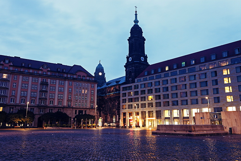 Altmarkt and Kreuzkirchturm, Germany, Saxony, Dresden, Altmarkt, Kreuzkirchturm