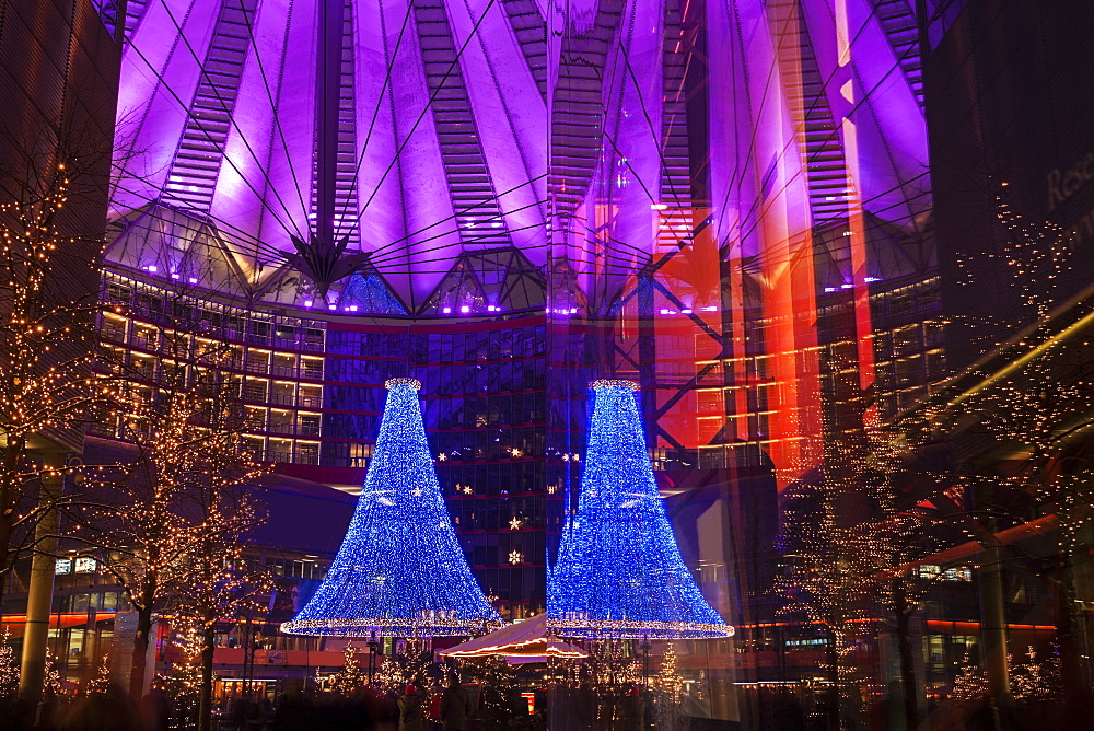 Illuminated decorations of Sony Center, Germany, Berlin, Sony Center