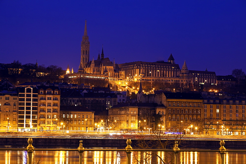 Buda skyline with Matthias Church and Fisherman's Bastion, Hungary, Budapest, Matthias Church, Fisherman's Bastion