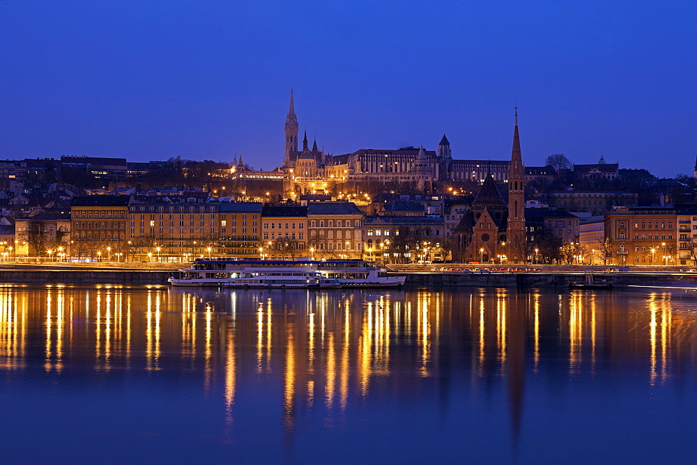 Buda skyline with Matthias Church and Fisherman's Bastion, Hungary, Budapest, Matthias Church, Fisherman's Bastion