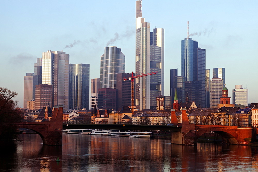 Skyline with skyscrapers, Frankfurt, Hesse, Germany