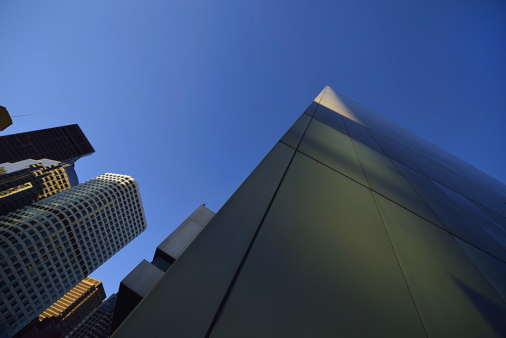 Low-angle view of financial district, USA, Massachusetts, Boston, Financial District