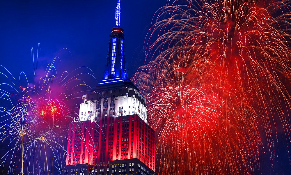 Independence Day celebration with fireworks, USA, New York, New York City