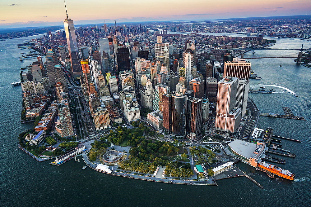 Aerial view of downtown district, USA, New York, New York City