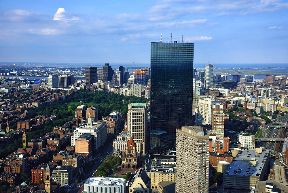 Elevated view of downtown city, USA, Massachusetts, Boston