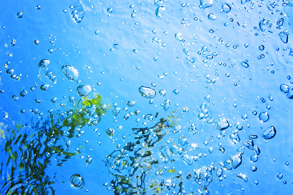 Bubbles on blue water