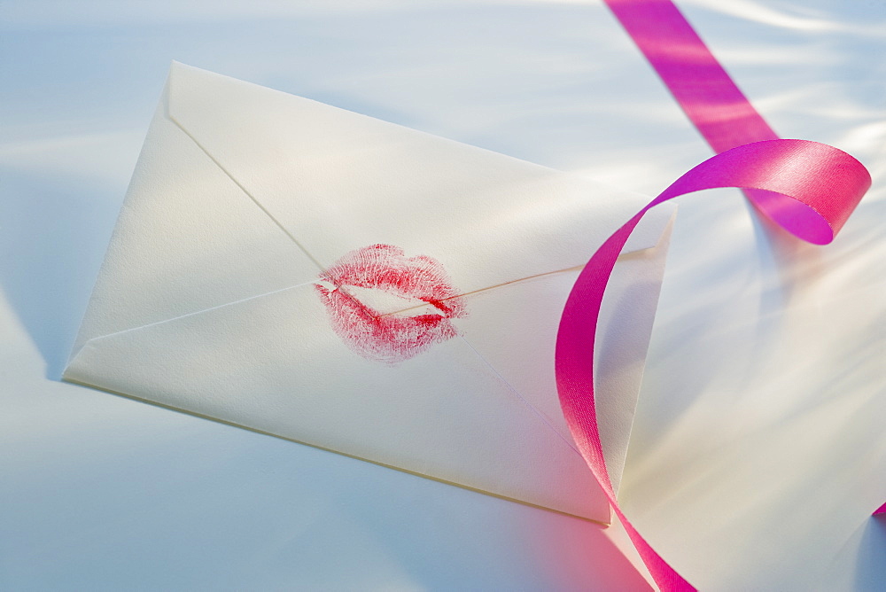 Envelope with lipstick kiss