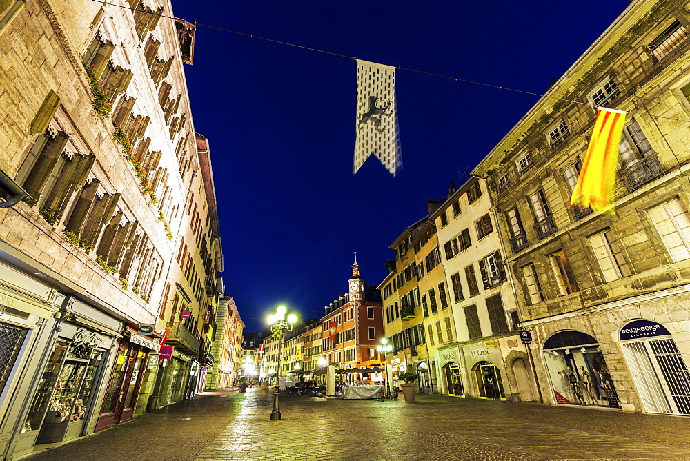 France, Auvergne-Rhone-Alpes, Chambery, Street at night