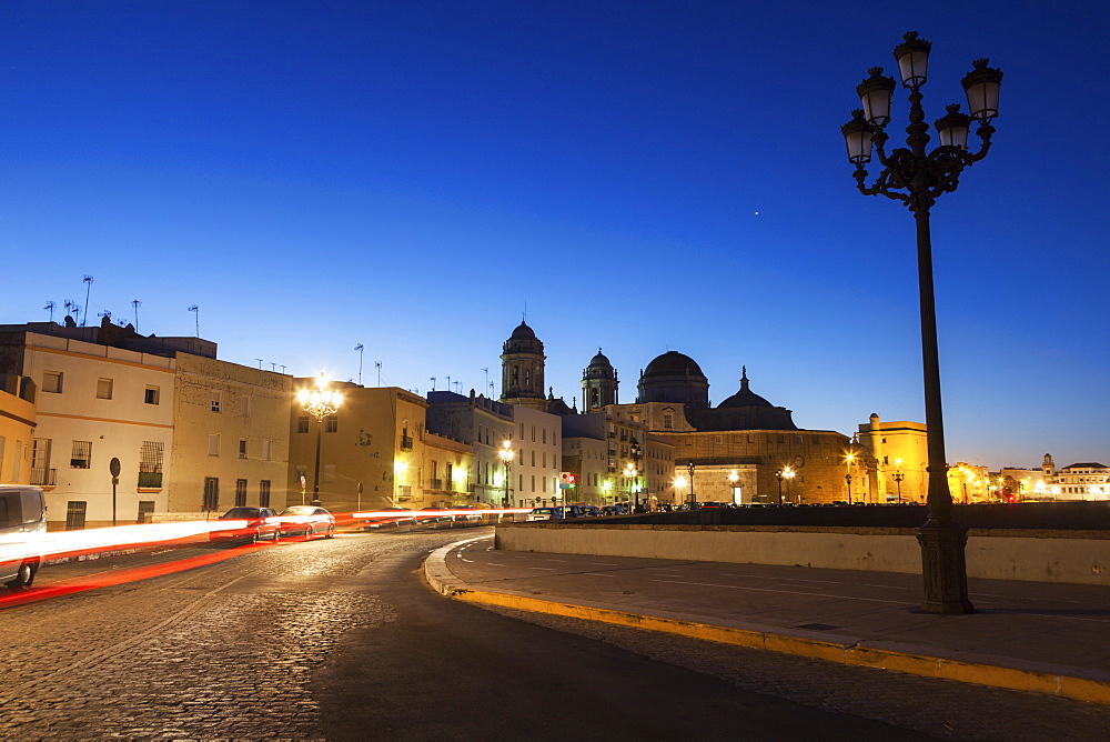 Spain, Andalusia, Cadiz, Cathedral de Cadiz in long exposure