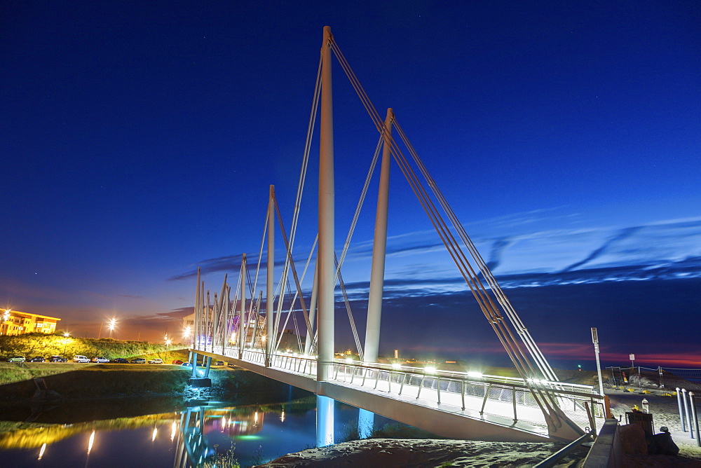 Bridge at night in Dunkirk, France, Dunkirk, Hauts-de-France, France