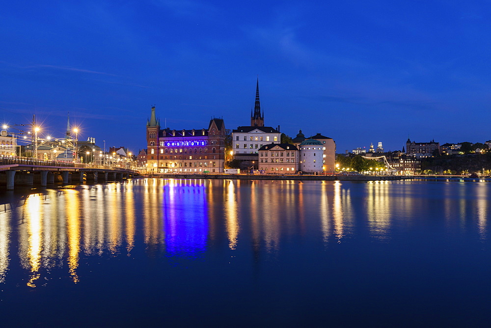 Skyline at sunset in Stockholm, Sweden