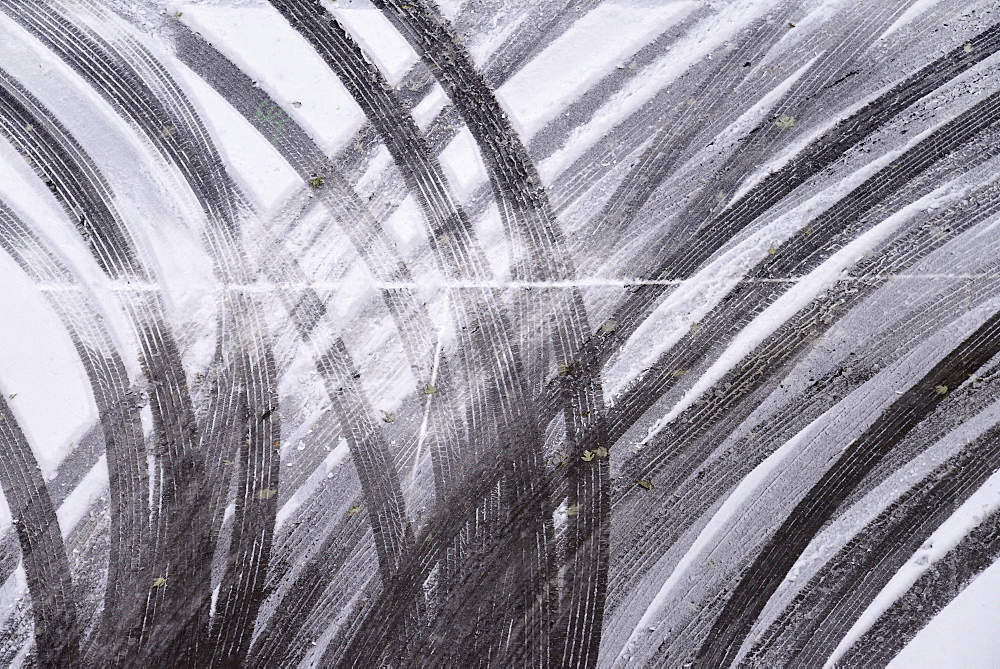 Tire tracks in snow