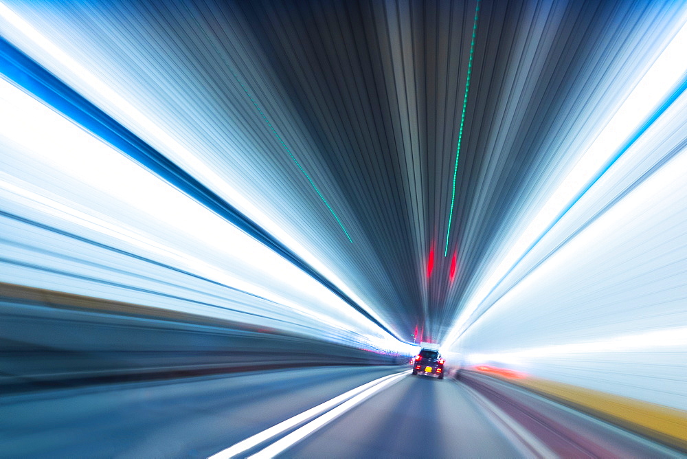 Long exposure of car in tunnel