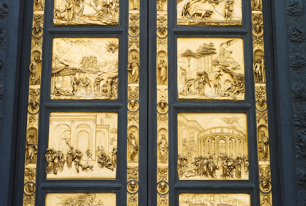 Ornate doors on The Gates of Paradise, Florence, Italy