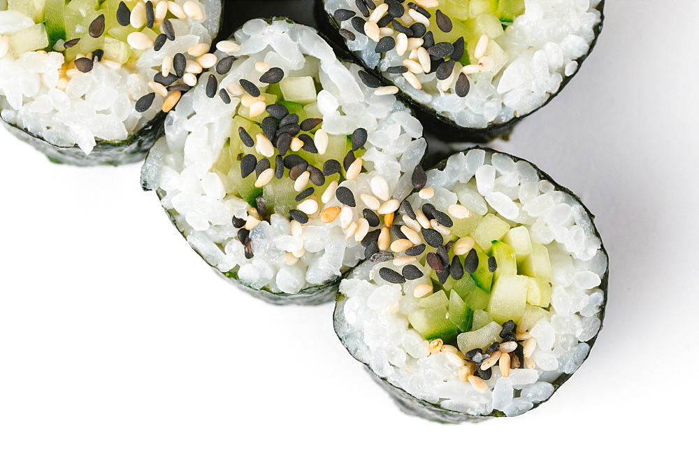 Sushi with cucumber and sesame seeds