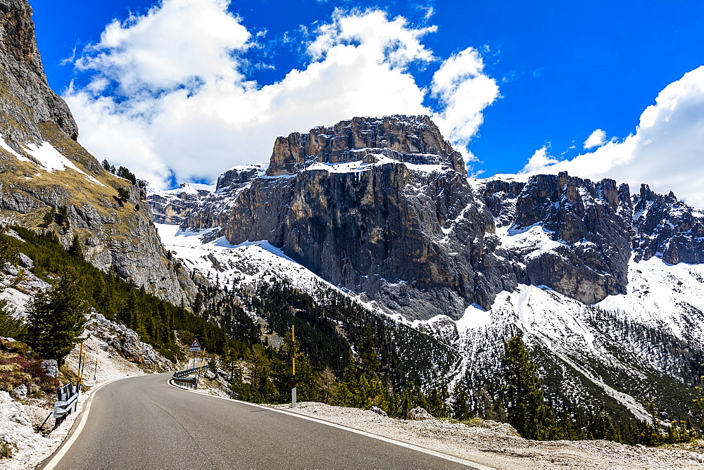 Mountain road in Dolomites, Canazei, South Tyrol, Italy