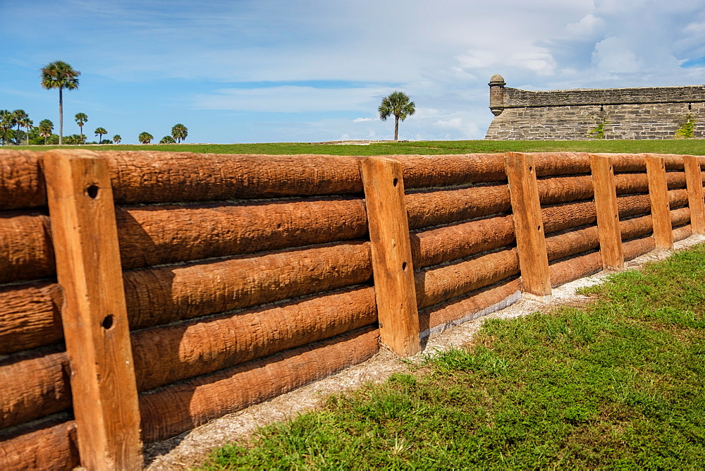 Wooden fence by Castillo de San Marcos in St. Augustine, USA