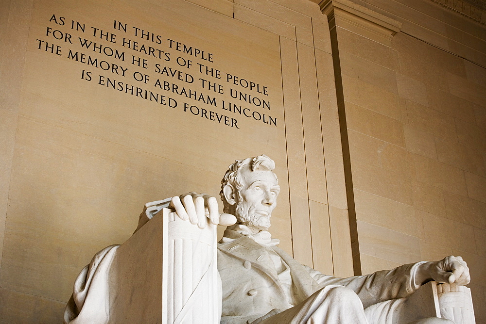 Closeup of statue at Lincoln Memorial Washington DC USA