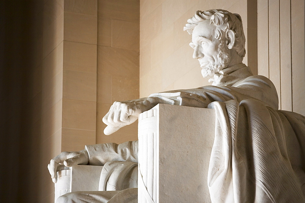 Detail of statue in Lincoln Memorial Washington DC USA