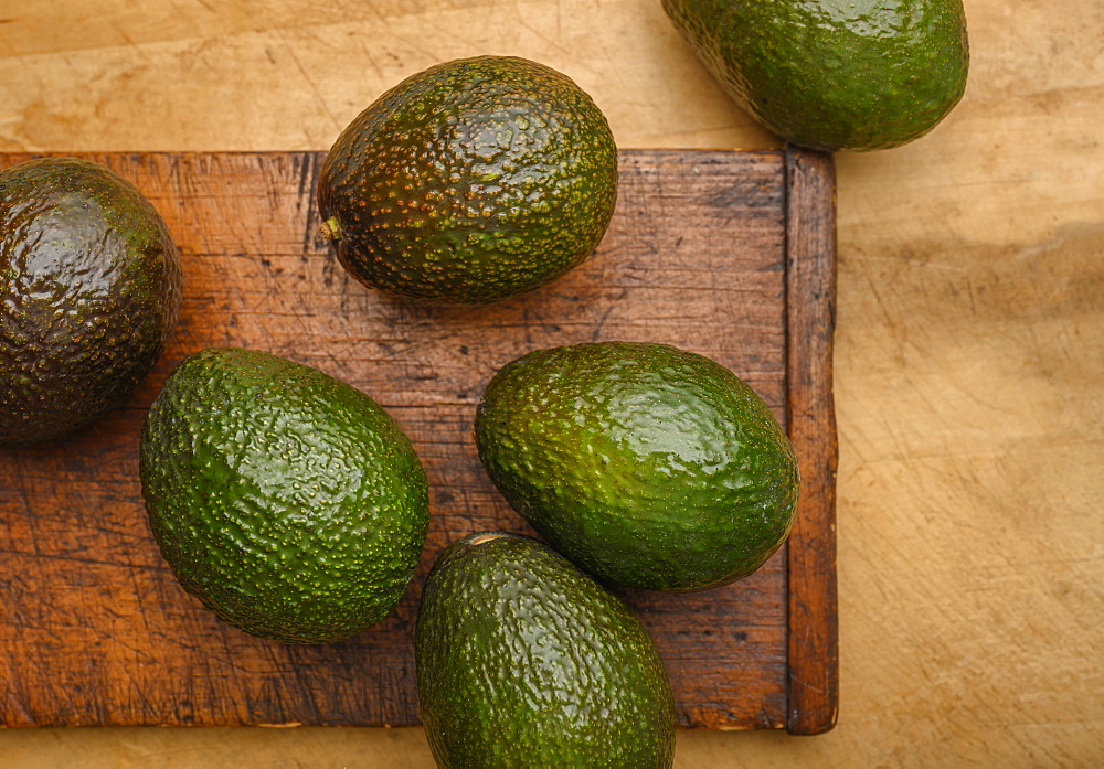 Avocados on cutting board