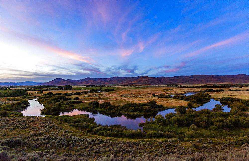 River at sunset in Picabo, Idaho, USA
