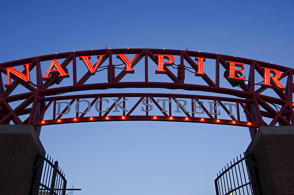 Navy Pier sign in Chicago Illinois USA