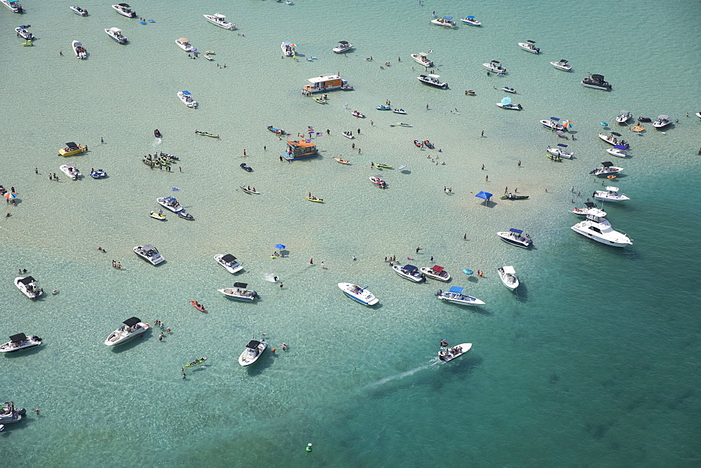 Aerial view of boats in sea in Miami, Florida, United States of America