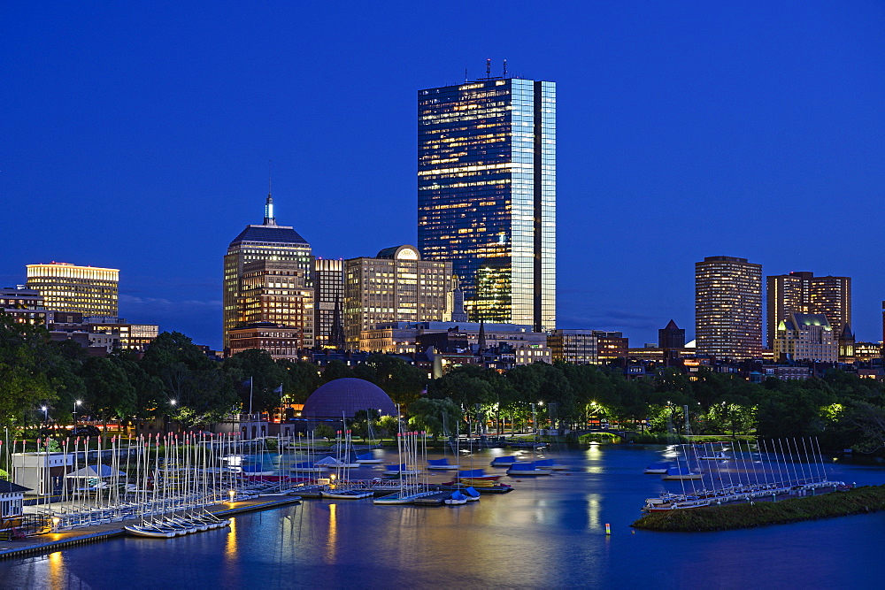 City skyline with harbor in Boston, Massachusetts, United States of America