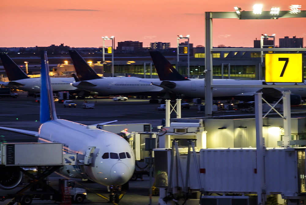 Airplane at airport terminal