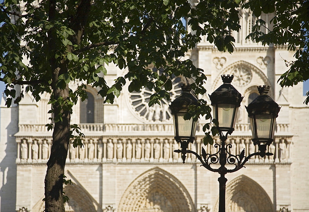 Lamp post in front of cathedral