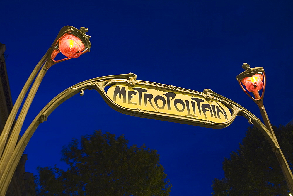 Low angle view of sign reading Metropolitain