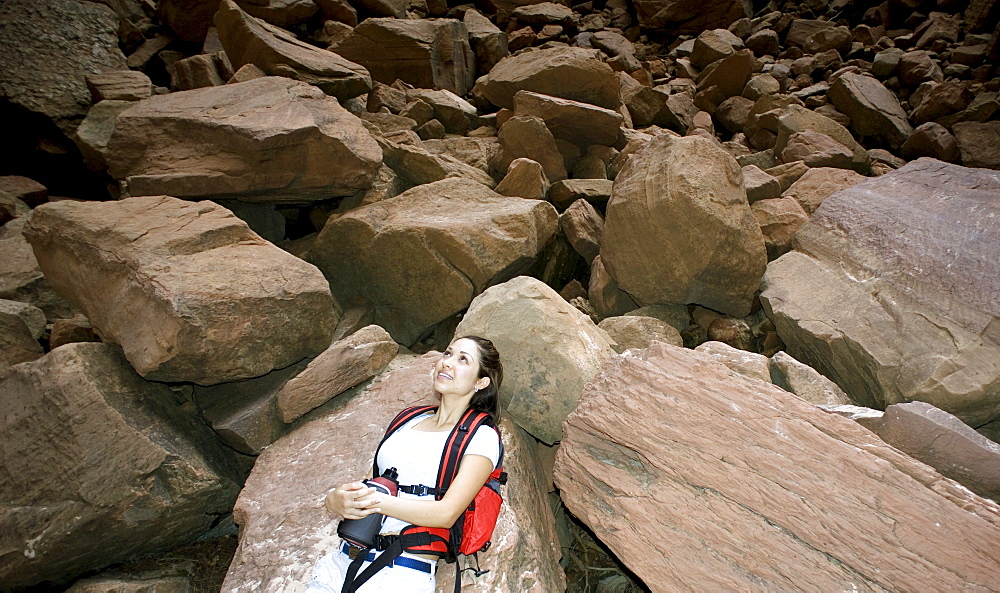 Hiker basking in sunshine