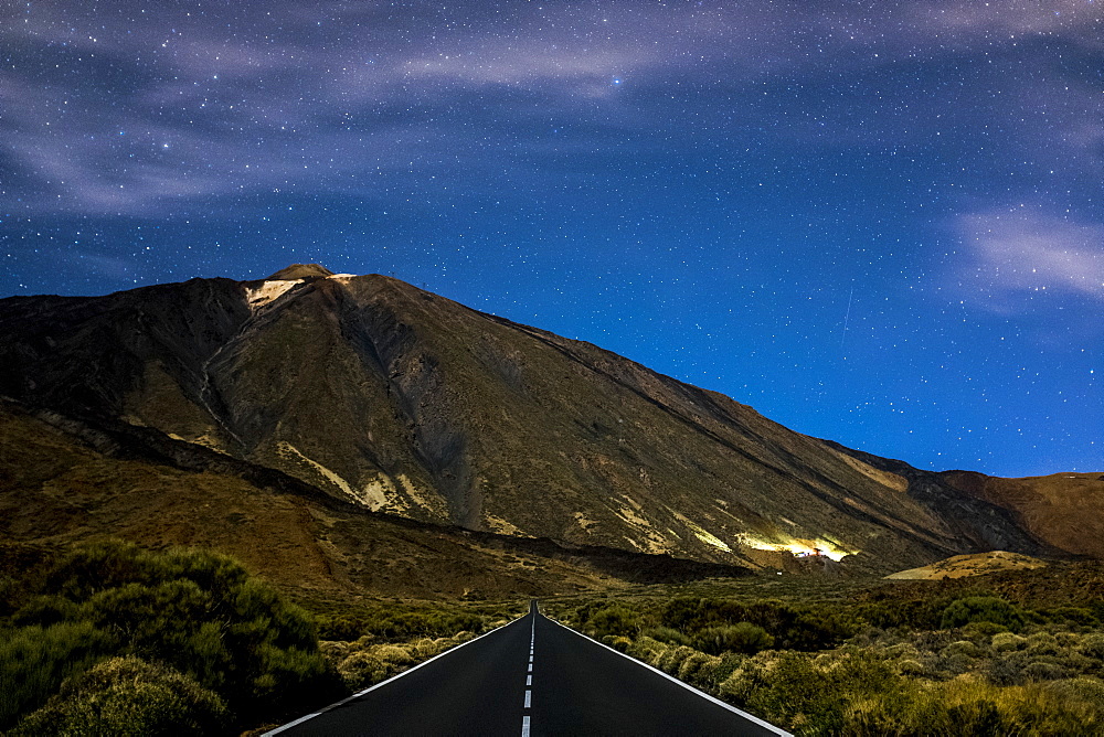 Mount Teide and highway in Tenerfie, Spain