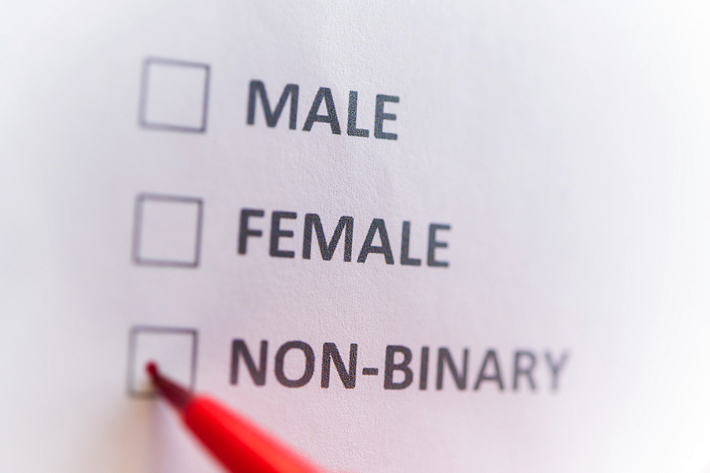 Pen marking on male, female and non binary gender checklist 