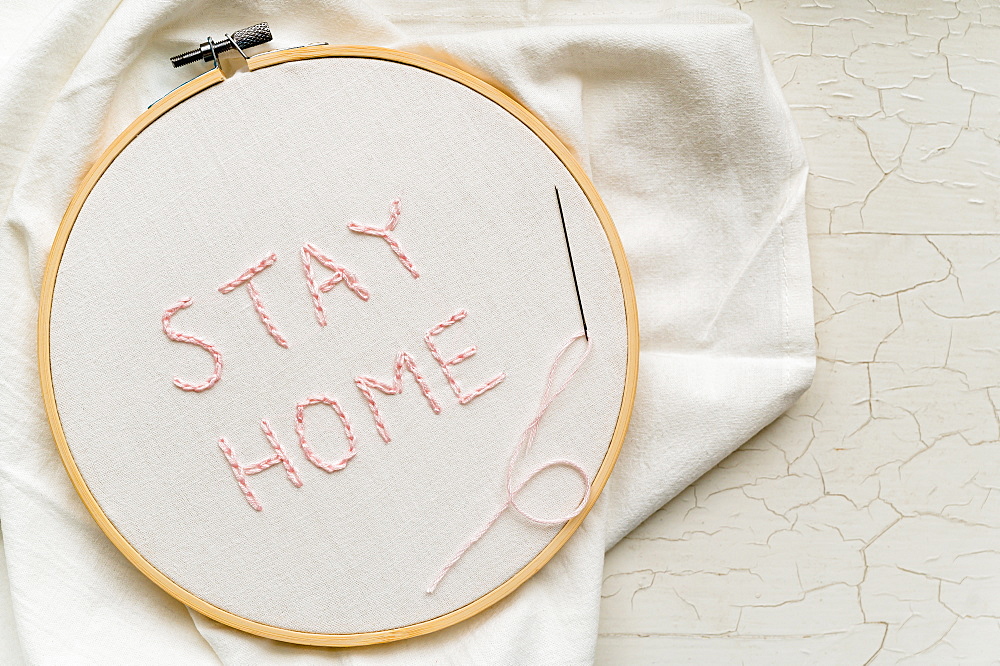 Stay Home embroidery 