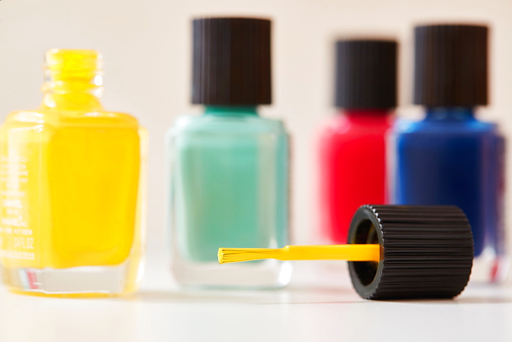 Bottles of colorful nail polish