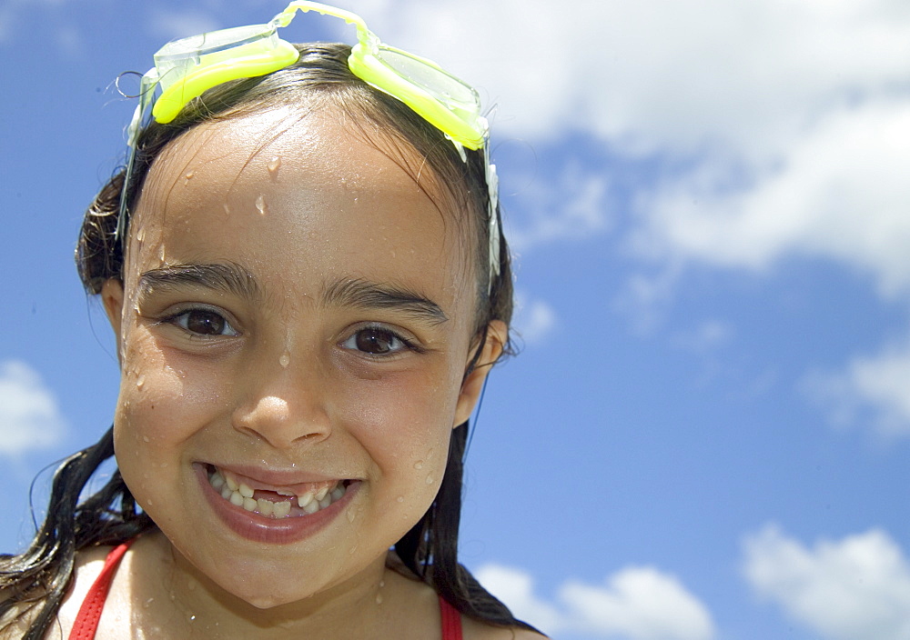 Portrait of girl after a swim