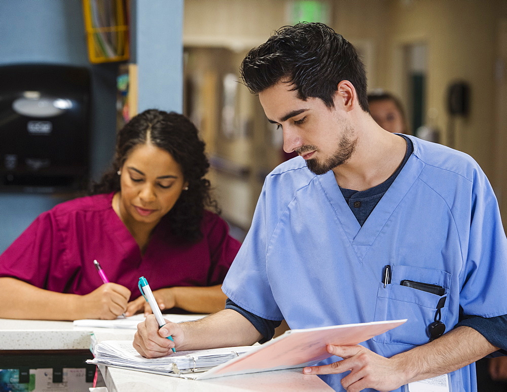 Nurses doing paperwork