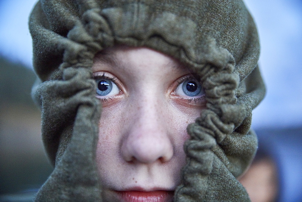 Portrait of girl wearing hoodie