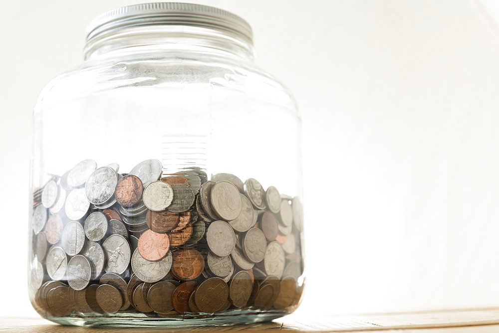 Big jar full of coins 