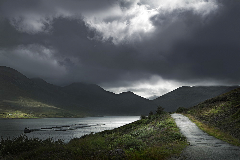 United Kingdom, Scotland, Storm clouds in Scottish Highlands