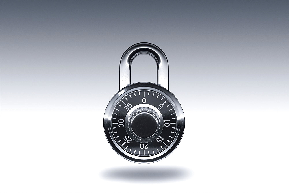 Padlock on gray background
