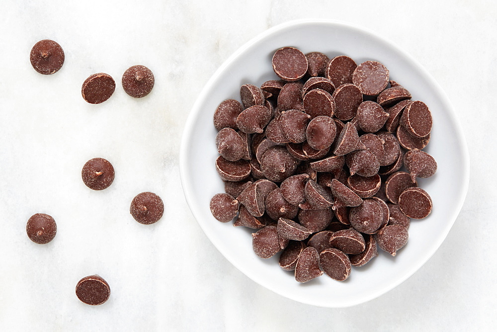 Chocolate chips in bowl