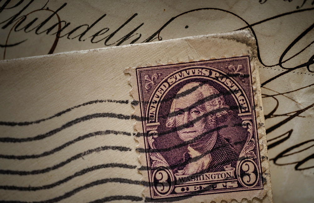 Postage stamp with George Washington