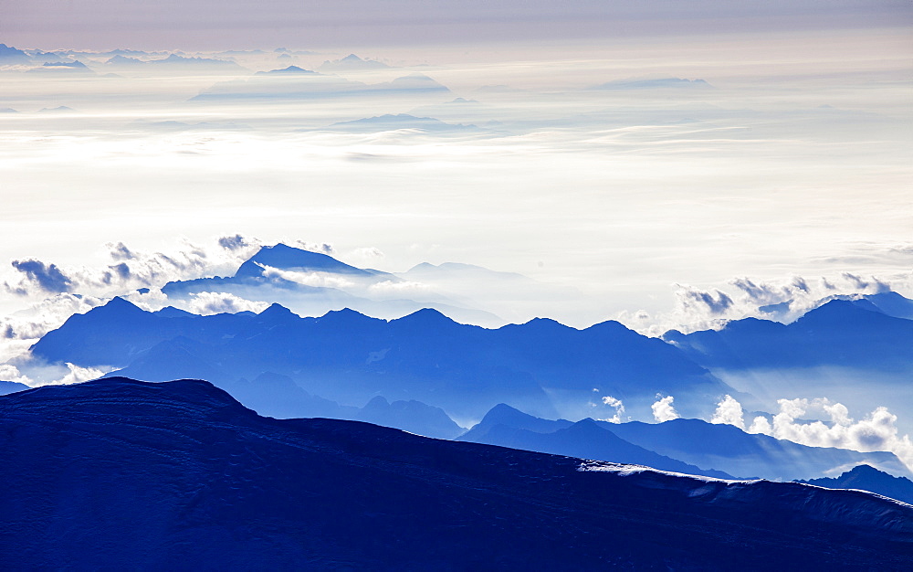 Switzerland, Monte Rosa, Aerial view of Monte Rosa Massif
